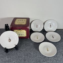 Williams Sonoma Cocktail Plates – Wine Bottles – Set of 6 