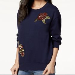 Ultra Flirt Women's Floral Sequin Sweatshirt