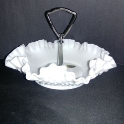 Fenton Milk Glass Hobnail Dish