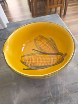 Vintage Los Angeles California Potteries spout bowl corn farmhouse cottagecore