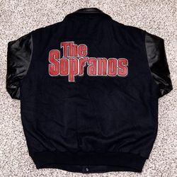 Vintage Sopranos HBO Leather & Wool Varsity Bomber Jacket