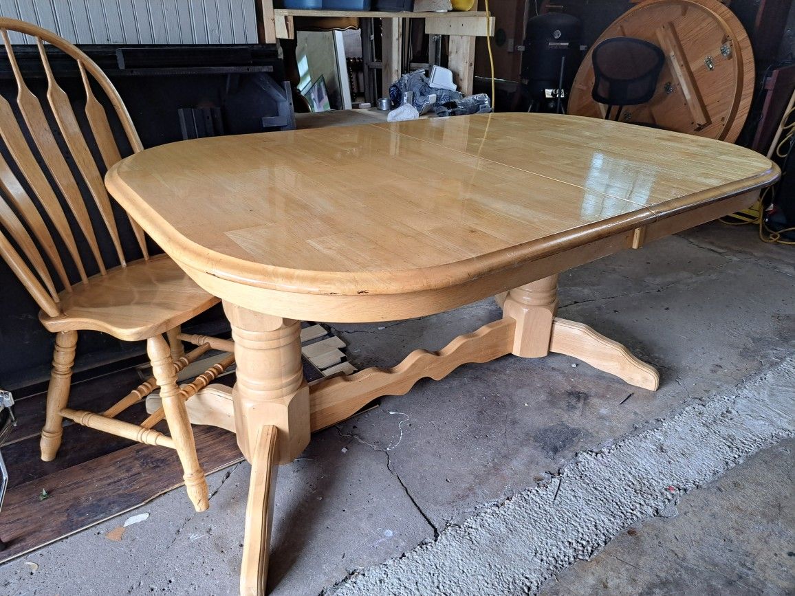 Large 7' All Wood Dining Table with 2 Side Chairs