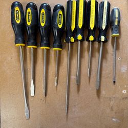 Stanley Screwdrivers- 9 Flatheads