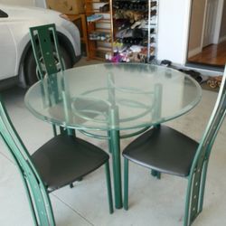 Glass Dinng Table With 3 Chairs Set