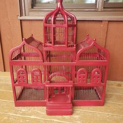 Painted Wooden Vintage Finch Cage