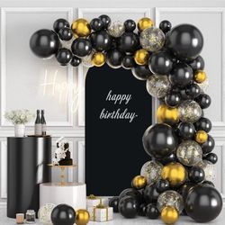 AIBIIN 3.3x7ft Black Arch Wall Backdrop Round Top Backdrop Cover Solid Color Rou