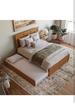 King bed with wooden trundle bed