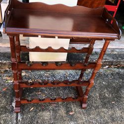 Wood Wine rack with attached serving tray and wine glass holder 15 slots for wine - see desc