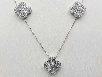 1.50 Dwt Lab Diamond Necklace & Earring Ensemble Sterling Sliver Mk1225rzmia