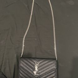 Saint Laurent Ysl Monogram Large Wallet on Chain in Grained leather