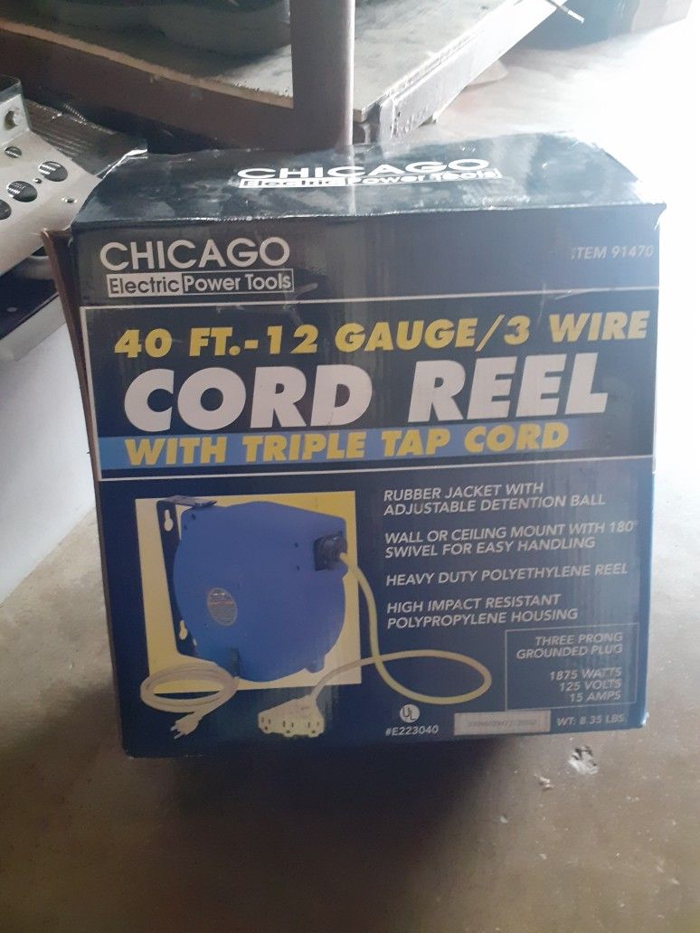 Chicago Electric Power Tools 40 Ft Cord Reel Brand New