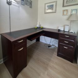 L-Shape Corner Computer Desk & Black Home Office Chair 