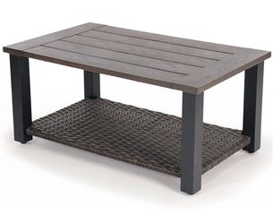 New -Outdoor 40" Coffee Table with Wicker Storage Shelf