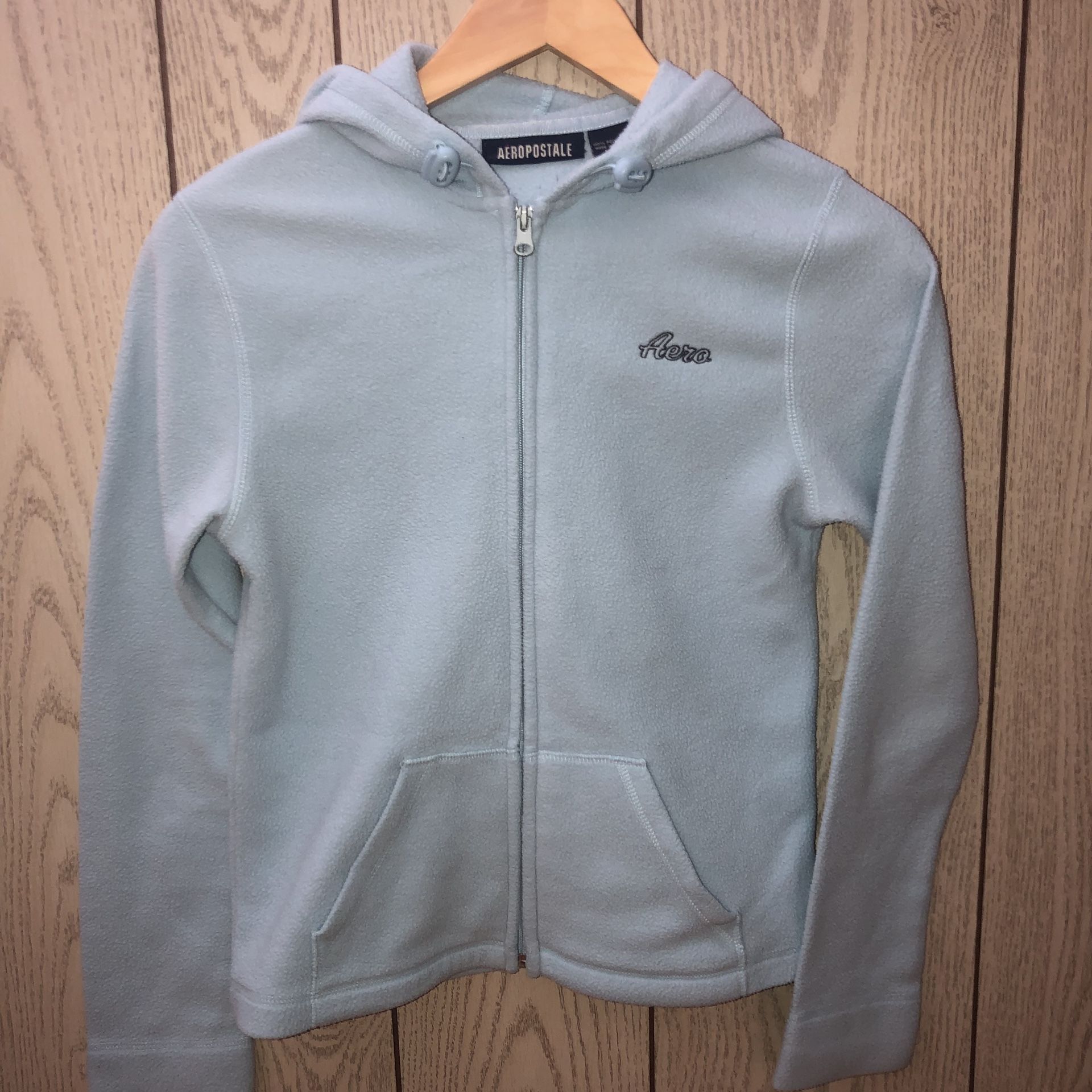 Aeropostale light blue kids size medium (fits adult small) full zip hoodie jacket sweatshirt