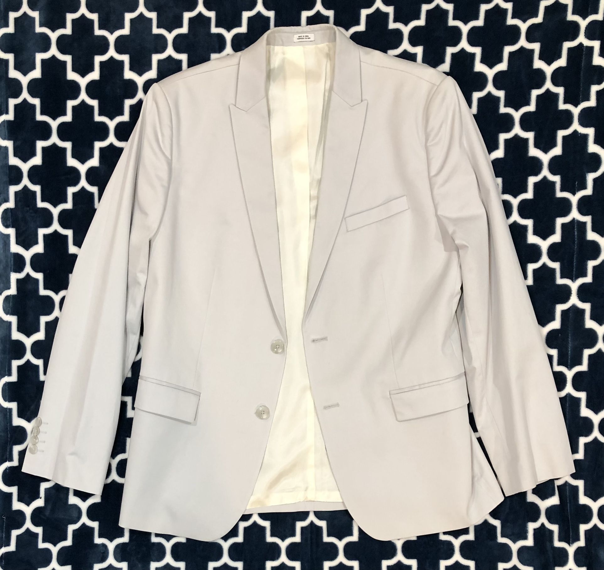 Calvin Klein Men's Slim Fit Cotton Suit Jacket Size XL (44 / 45) Off White Ivory