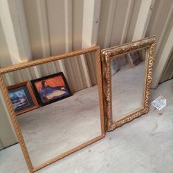 MIRROR Antique Square Brass Gold Trim Mirrors Mirror's Old 