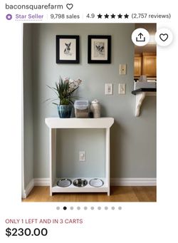 Pet Feeding Console Table White