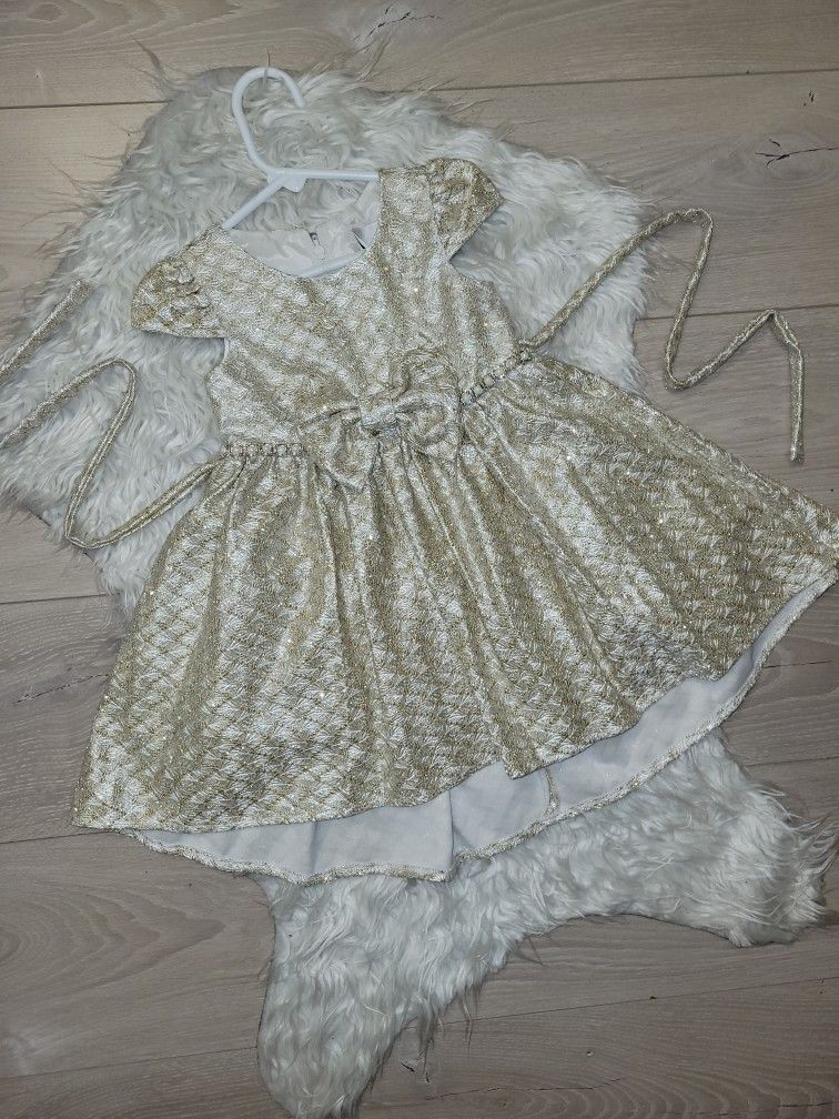 Gold Holiday Dress,  2T,  $15