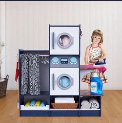 Wooden Kids Washer and Dryer Playset - Realistic Pretend Laundry Room, NIB