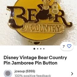 Disney VINTAGE Bear Country Pin JAMBOREE PIN BUTTON
