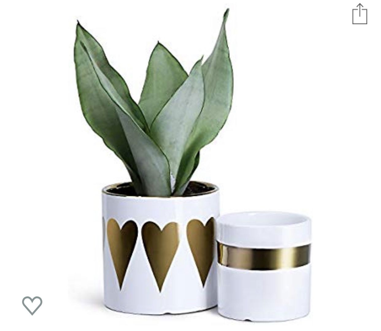 Plant Pots - 4.7 + 4.3 Inch Electroplated Ceramic Planters with Pattern Decor, for Succulents, Small Plants, Set of 2, Gold&White