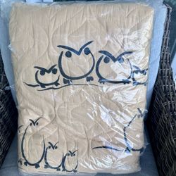 Vintage Springmaid Alex West Owl Whoo? Queen Quilted Bedspread New In Pkg 1970s