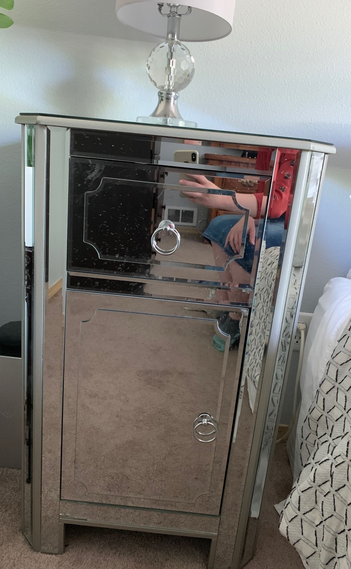 Mirrored nightstand/cupboard