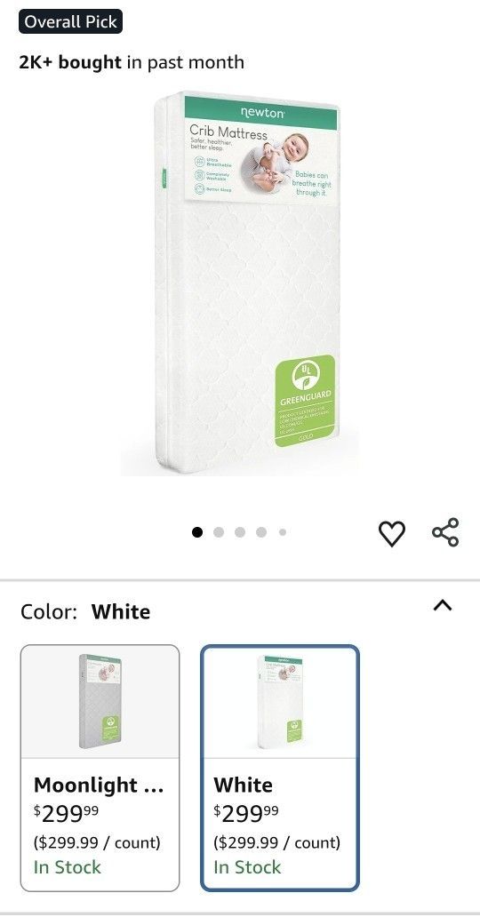 Newton Baby Crib Mattress Or Toddler Bed Mattress + 2 Covers +4 Sheets