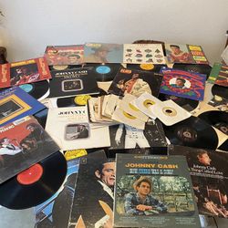 55 Awesome Vintage RocknRoll Rockabilly Vinyl Records LPs and 45Rpm 