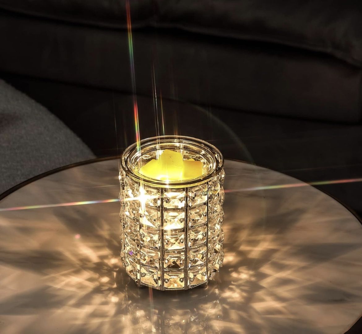 Crystal Wax Melt Warmer Electric Essential Oil Burner | Lighted Wax Melter