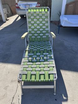 Vintage Lounge Chair Vinyl Strap Chaise Lounge