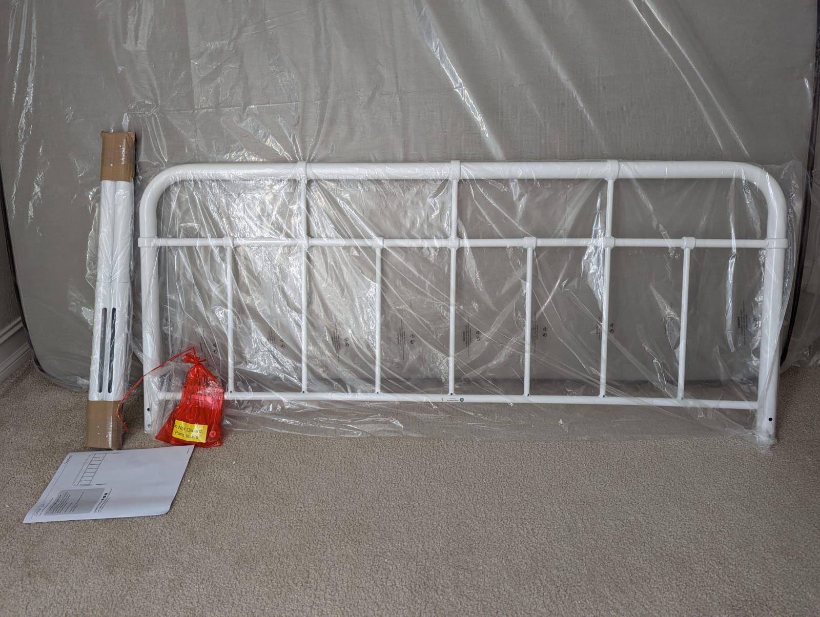 White Modern Farmhouse Metal Queen Headboard