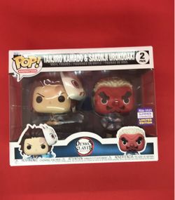 Funko Pop Tanjiro Kamado and Sakonji Urokodaki 2 pack SDCC Shared In HAND