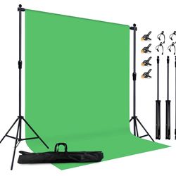2-in-1 Green Backdrop Stand Kit - 6x9 ft Green Backdrop with 6.5x6.5ft Portable Photography Stand