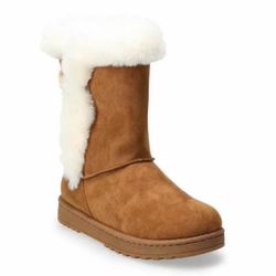 So Abigail Women Winter Faux Fur Slip on Chestnut Boots Size 7.5 or 8 shoes New in Box