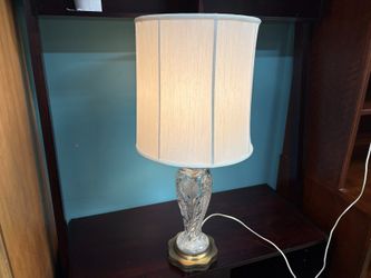 Vintage Cut Crystal Table Lamp w/ Decoratively Etched Base