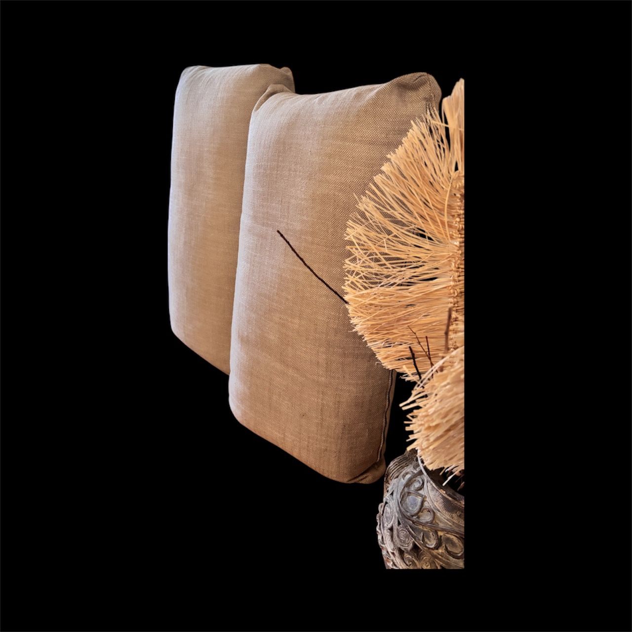 2 Large Beige Goose Down Couch Cushions – Washable Covers