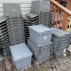 I Have 42 STORAGE CONTAINERS WITH FOLDING LIDS AVAILABLE. GREAT CONDITION 