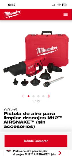 Milwaukee M12 AIRSNAKE Drain Cleaning Air Gun Kit