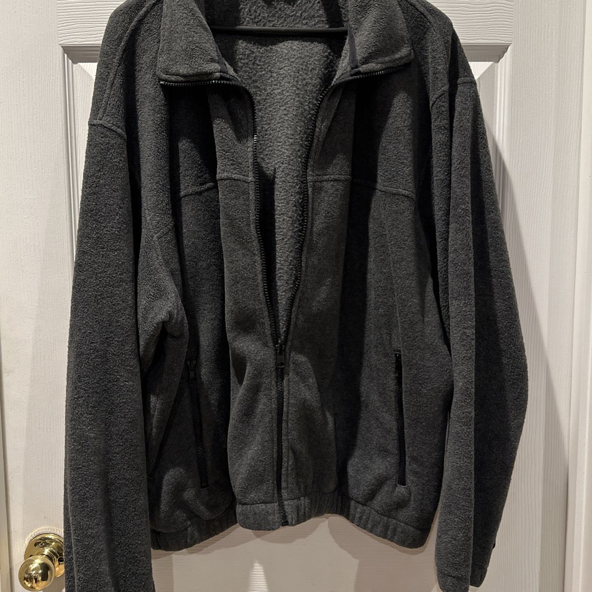 Eddie Bauer Gray Fleece Full Zip Jacket XXL XXG
