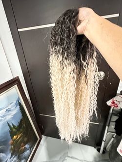 Long Curly Ombre Wig Dark to Blonde