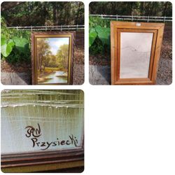 Retro Vintage Midd Century Wooden Frame Original Oil Painting Canvas 33"X44"popular painter