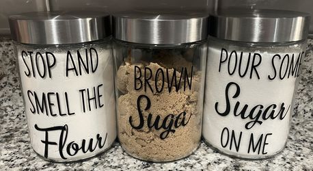 Set Of 3 Glass Kitchen Storage Containers/jars