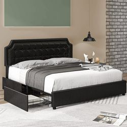 *Brand New* King Size Bed Frame Platform with 4 Storage Drawers (Mattresses Available!)