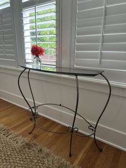 Wrought Iron/Glass Side Table