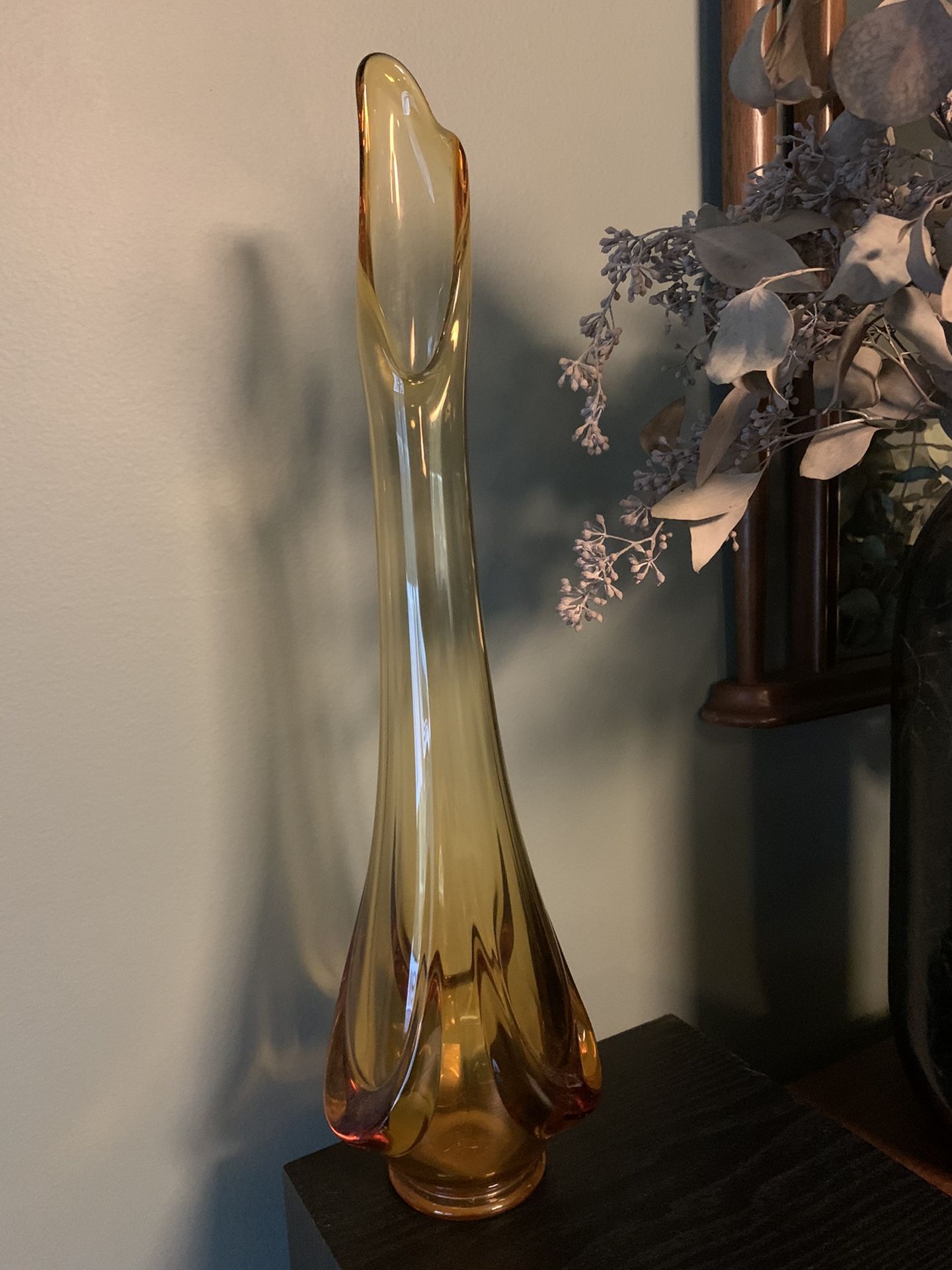 Amber Mid Century Modern Swung Glass Vase
