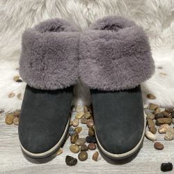 Emu Agnes Women's Two Styles gray Suede Sheepskin Lined Winter Boots Sz 10