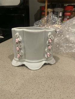 vintage white porcelain vase or planter