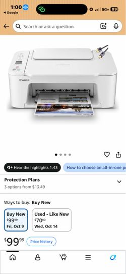 Canon PIXMA TS3720 Wireless All-in-One Printer for Basic Home Printing, White