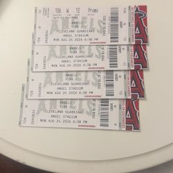 x4 Game Tickets Angels VS Cleveland Guardians 